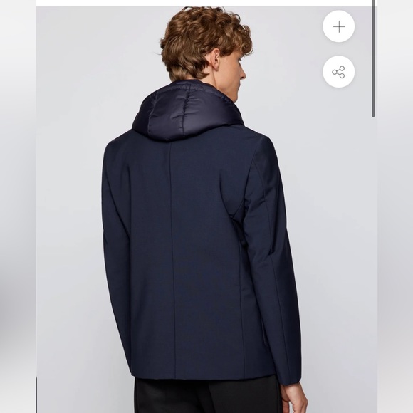 NWOT Hugo Boss Navy Down Filled SLIM-FIT JACKET WITH PADDED INNER BIB - Picture 13 of 14